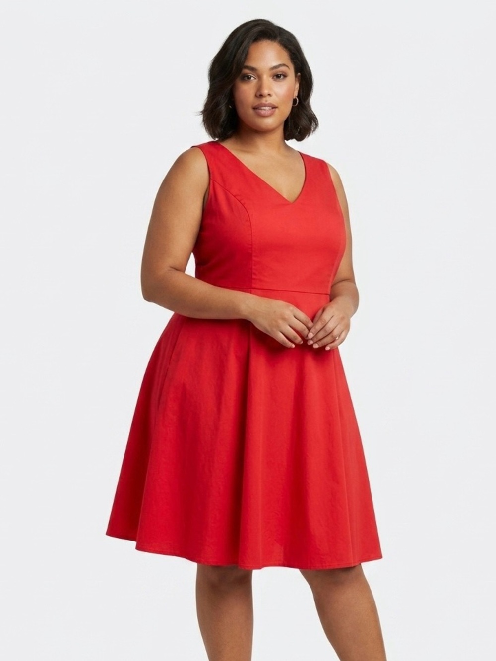 Eva Rose, Cotton Sleeveless Red Fit-and-Flare Dress - XL